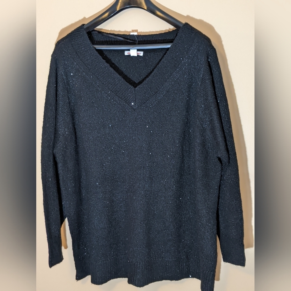 Joe Fresh| NWT Black V-Neck Sweater With Small Sequin Shimmer